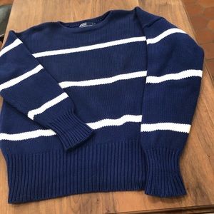 VTG Polo Boatneck Sweater Marine Blue